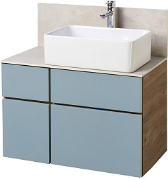 Акватон Мебель для ванной Мишель 80 с гранитной столешницей дуб рустикальный/фьорд – фотография-2